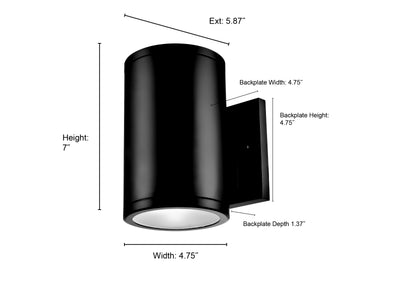 7-inch Vegas Powder Coated Black 1-Light Outdoor Wall Sconce