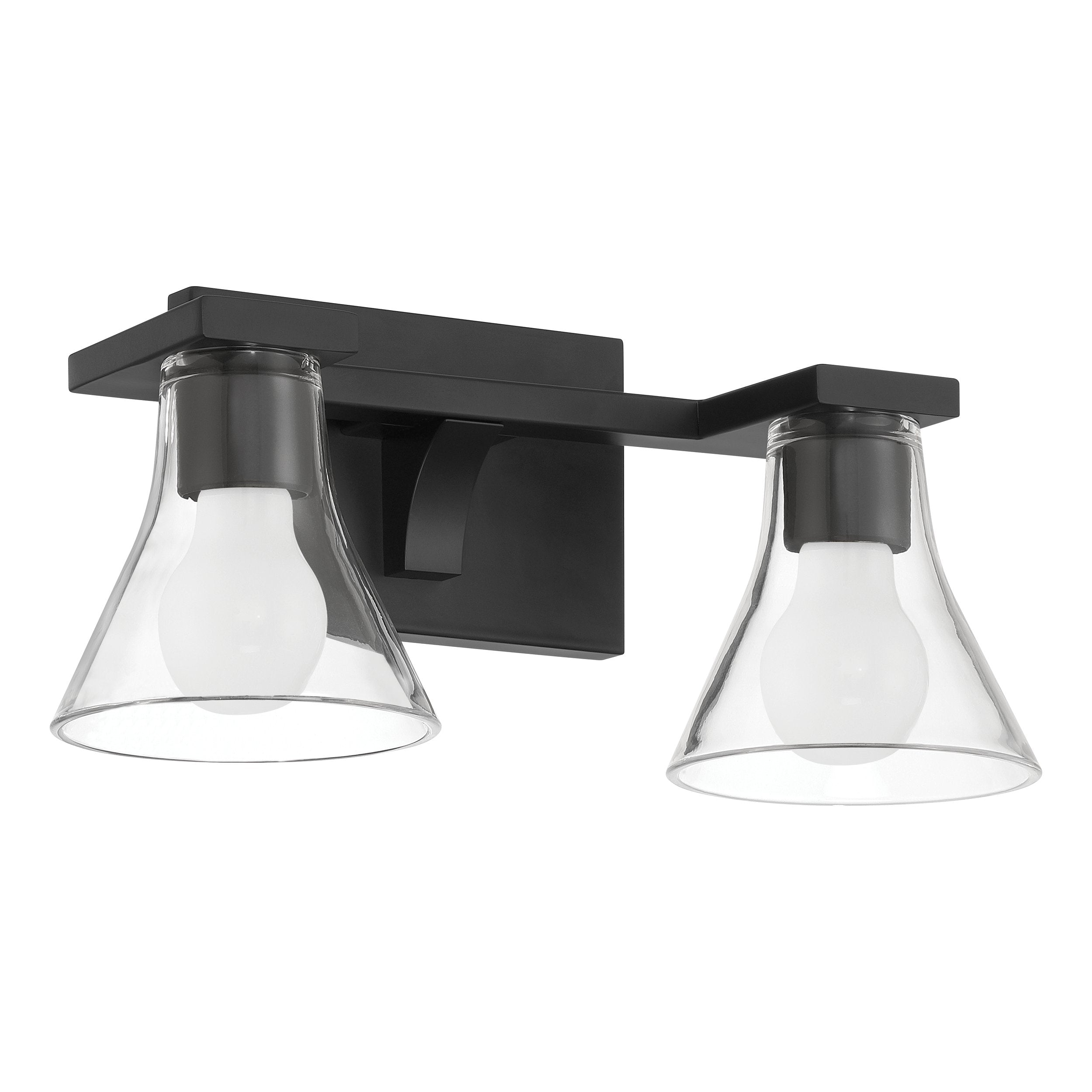 Gilford 14-inch 2-light Matte Black Vanity Light with Clear Glass Shades