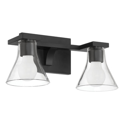 Gilford 14-inch 2-light Matte Black Vanity Light with Clear Glass Shades