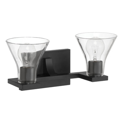 Gilford 14-inch 2-light Matte Black Vanity Light with Clear Glass Shades