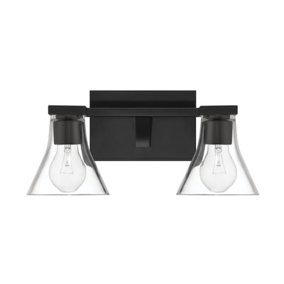 Gilford 14-inch 2-light Matte Black Vanity Light with Clear Glass Shades