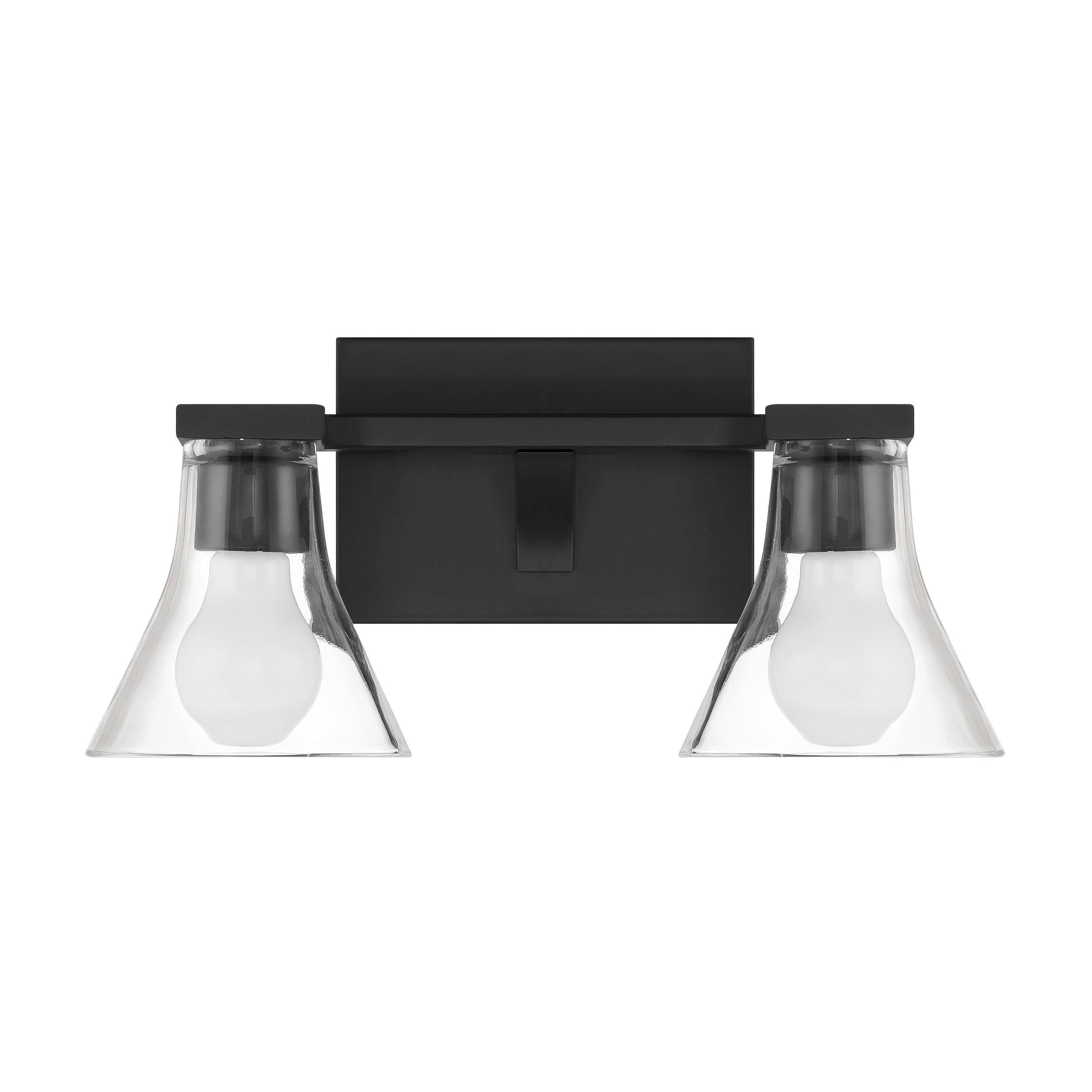 Gilford 14-inch 2-light Matte Black Vanity Light with Clear Glass Shades