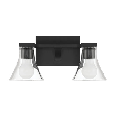 Gilford 14-inch 2-light Matte Black Vanity Light with Clear Glass Shades