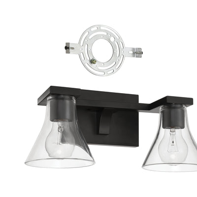 Gilford 14-inch 2-light Matte Black Vanity Light with Clear Glass Shades