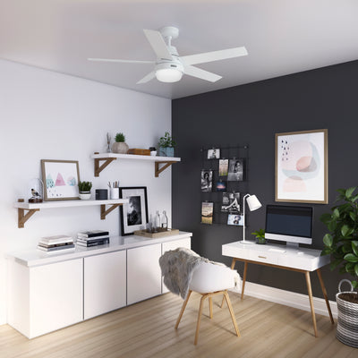52 inch Aerodyne Wi-Fi Fresh White Ceiling Fan with LED Light Kit and Handheld Remote
