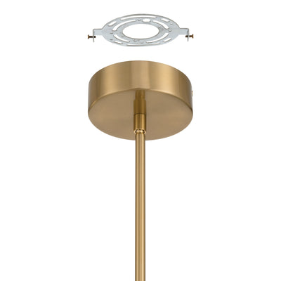 Calle 28-inch 6-light Brass LED Chandelier with Gold Leaf Hand Pressed Glass Shades