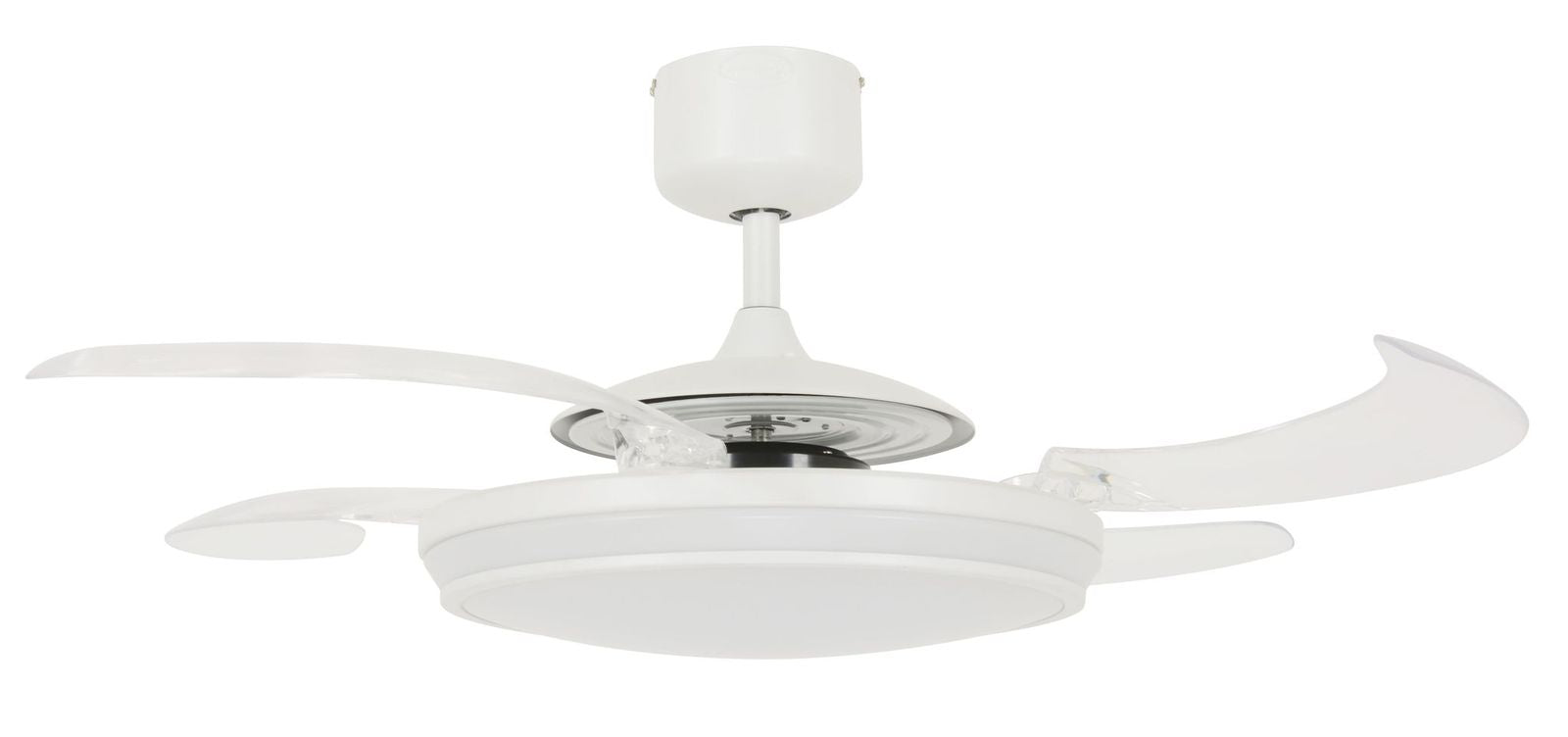 EVO1 48 Inch 1 Light White Fan with Retractable Blades and LED