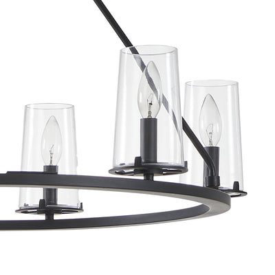 Jared 30-inch 6-light Matte Black Chandelier with Clear Glass Shades