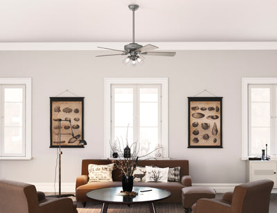 52 inch Crestfield Matte Silver Ceiling Fan with LED Light Kit and Handheld Remote