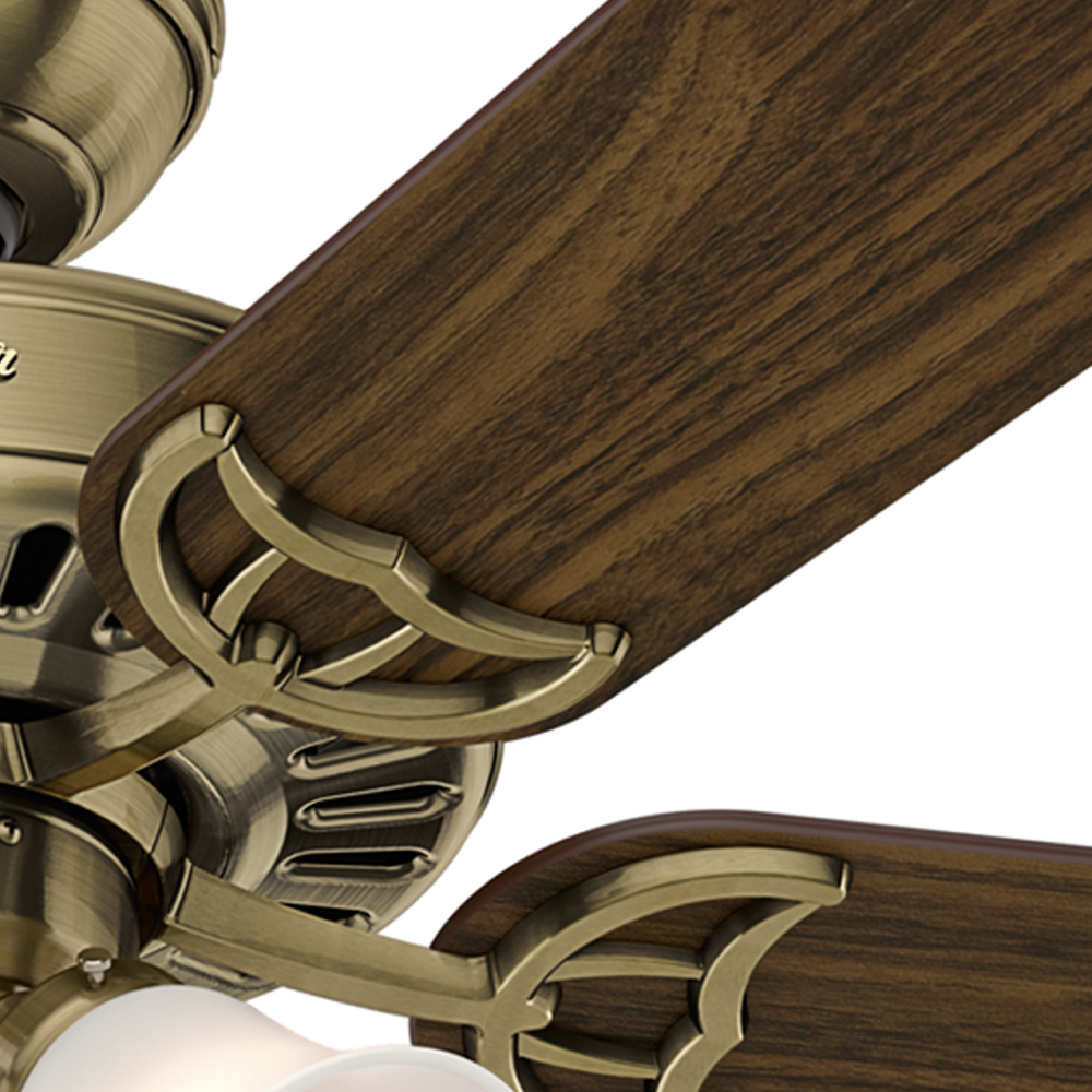 52 inch Studio Series Antique Brass Ceiling Fan with LED Light Kit and Pull Chain