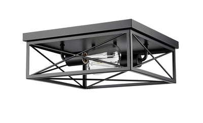 5''  Matte Black 2 Light Flush Mount
