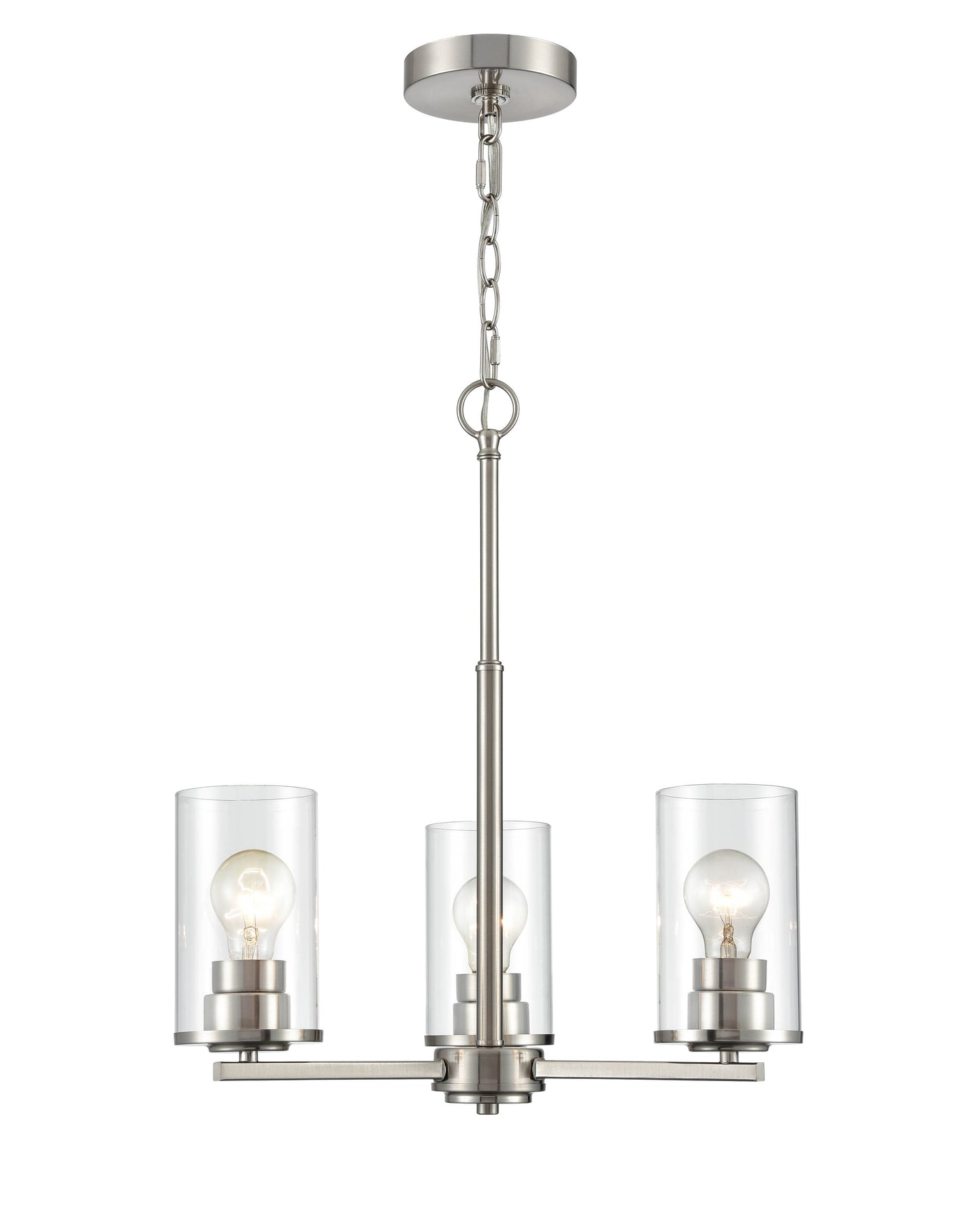 19-inch Verlana Brushed Nickel 3-Light Clear Glass Chandelier