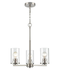 19-inch Verlana Brushed Nickel 3-Light Clear Glass Chandelier