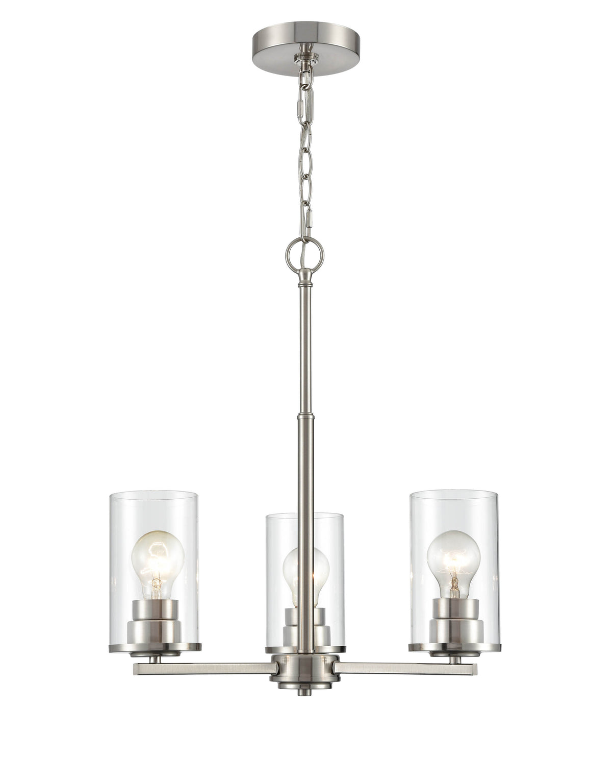 19-inch Verlana Brushed Nickel 3-Light Clear Glass Chandelier