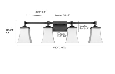 33.25'' Sonorra Matte Black 4 Light Bath Vanity