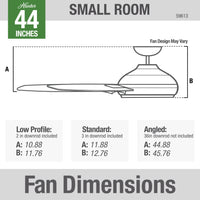 44 inch Kennicott Matte Black Damp Rated Ceiling Fan and Wall Control