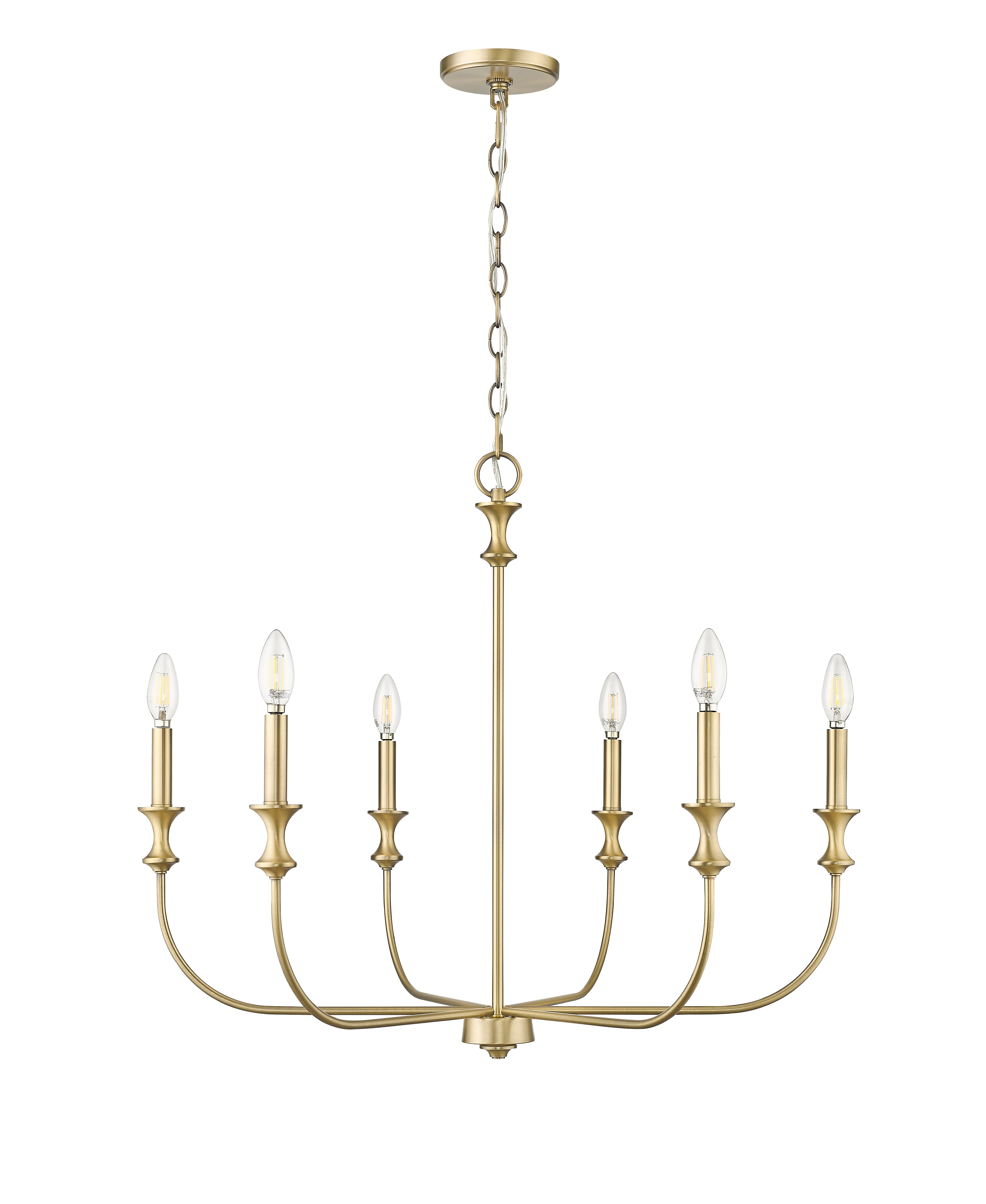 25'' Savanne Vintage Brass 6 Light Chandelier