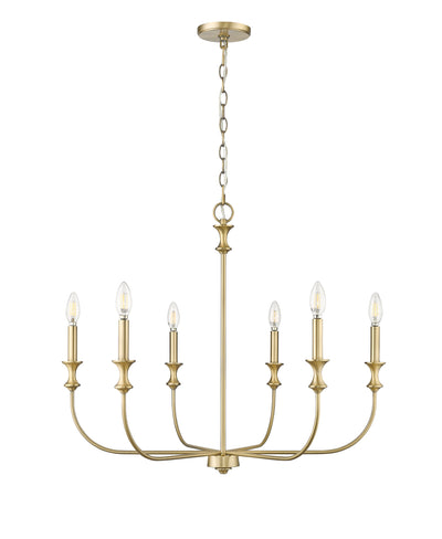 25'' Savanne Vintage Brass 6 Light Chandelier