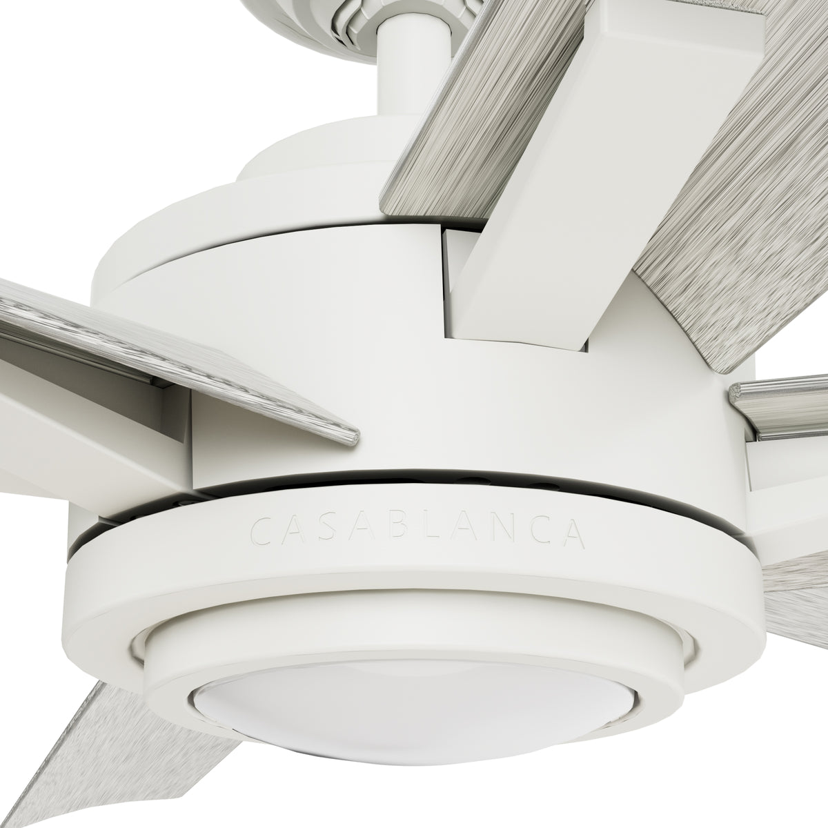 Casablanca 65 inch Melia ENERGY STAR® Fresh White Damp Rated Ceiling Fan with LED Light Kit and Wall Control and Handheld Remote