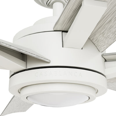 Casablanca 65 inch Melia ENERGY STAR® Fresh White Damp Rated Ceiling Fan with LED Light Kit and Wall Control and Handheld Remote