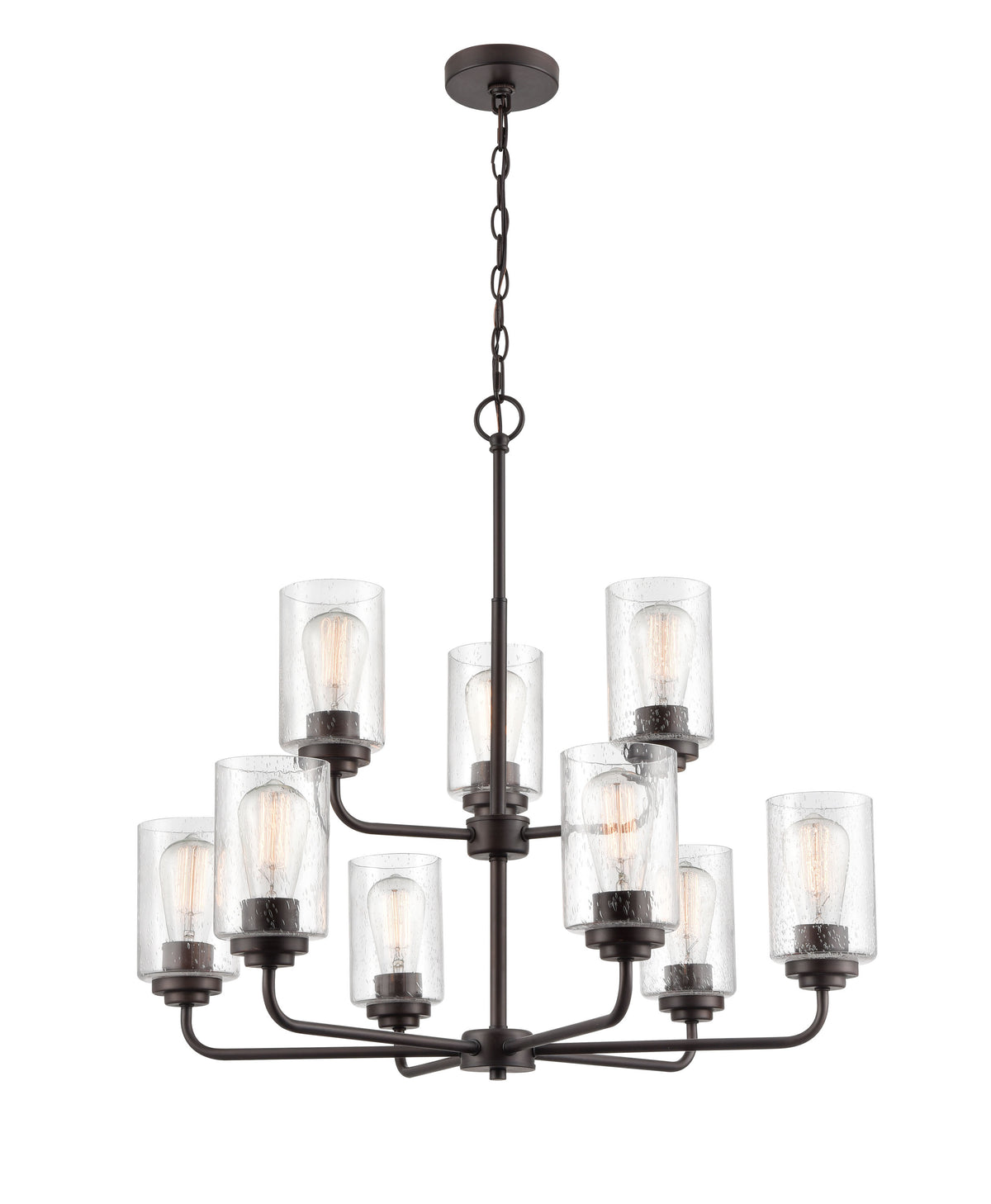 26.75'' Moven Rubbed Bronze 9 Light Chandelier