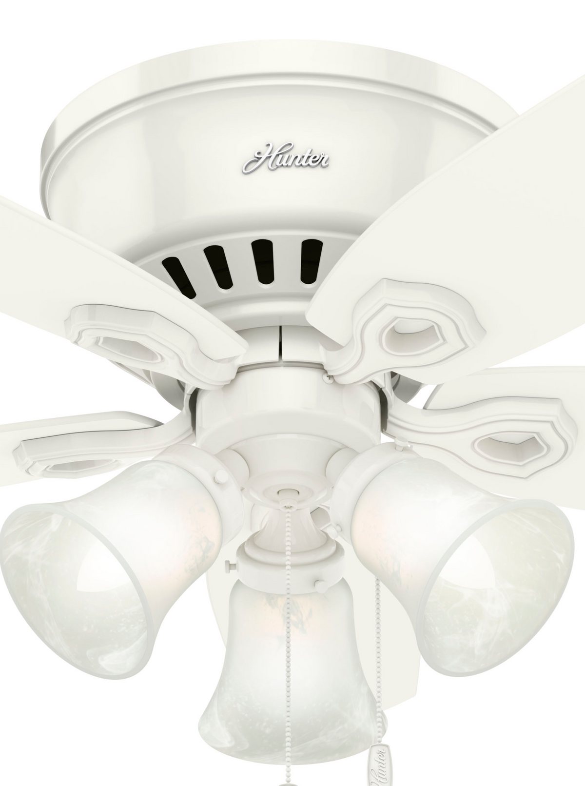 42 inch Builder Snow White Low Profile Ceiling Fan with LED Light Kit and Pull Chain