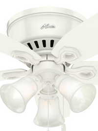 42 inch Builder Snow White Low Profile Ceiling Fan with LED Light Kit and Pull Chain