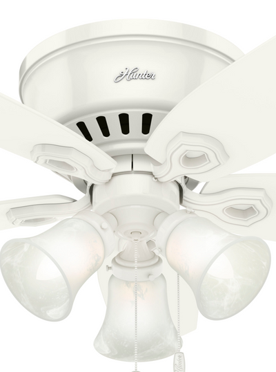 42 inch Builder Snow White Low Profile Ceiling Fan with LED Light Kit and Pull Chain