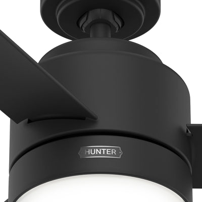44 inch Gilmour Matte Black Damp Rated Ceiling Fan with LED Light Kit and Handheld Remote