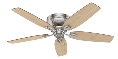 52 inch Kenbridge Brushed Nickel Low Profile Ceiling Fan with LED Light Kit and Pull Chain