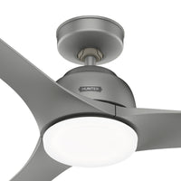 52 inch Gallegos Matte Silver Damp Rated Ceiling Fan with LED Light Kit and Wall Control