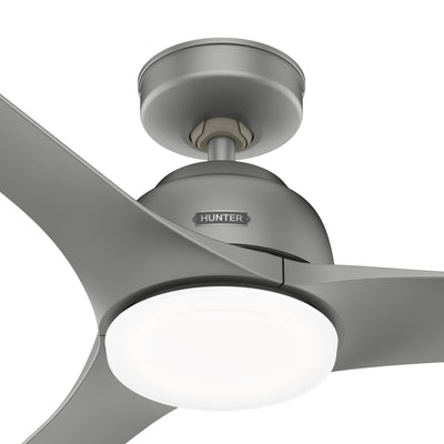 52 inch Gallegos Matte Silver Damp Rated Ceiling Fan with LED Light Kit and Wall Control