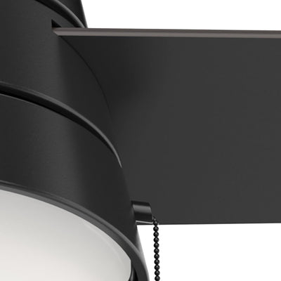 52 inch Aker Matte Black Damp Rated Ceiling Fan with LED Light Kit and Pull Chain