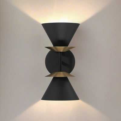 Tremolo 12-inch 2-light Textured Black and Champagne Gold Wall Sconce