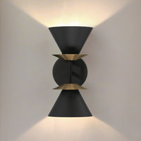 Tremolo 12-inch 2-light Textured Black and Champagne Gold Wall Sconce
