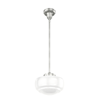 Saddle Creek 10-inch 1-light Brushed Nickel Schoolhouse Pendant with Cased White Glass