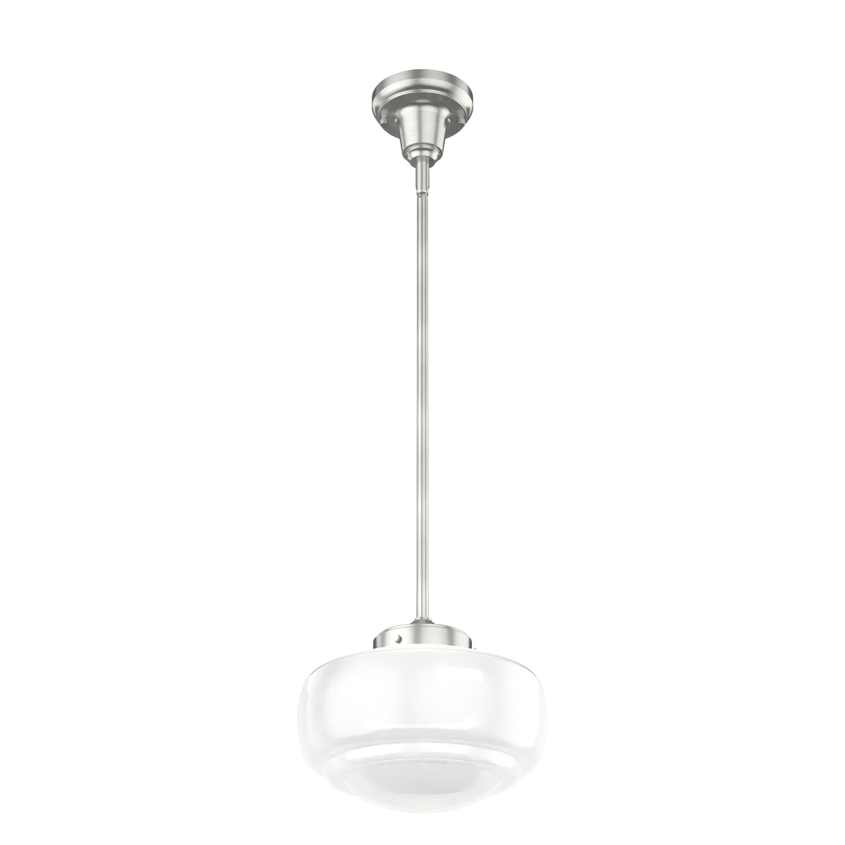 Saddle Creek 10-inch 1-light Brushed Nickel Schoolhouse Pendant with Cased White Glass