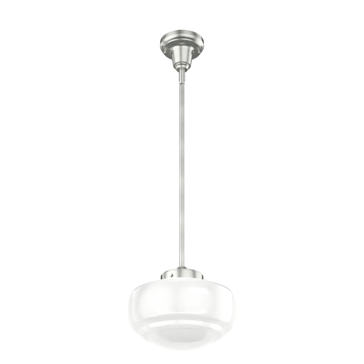 Saddle Creek 10-inch 1-light Brushed Nickel Schoolhouse Pendant with Cased White Glass
