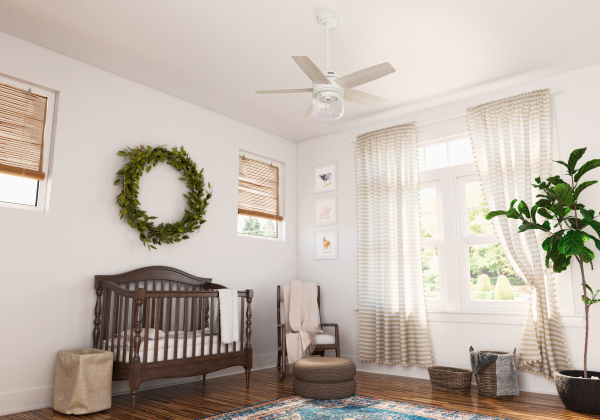 44 inch Margo Textured White Ceiling Fan with LED Light Kit and Handheld Remote