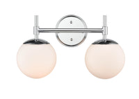 15.5-inch Chrome 2-Light Opal Glass Bathroom Vanity Light