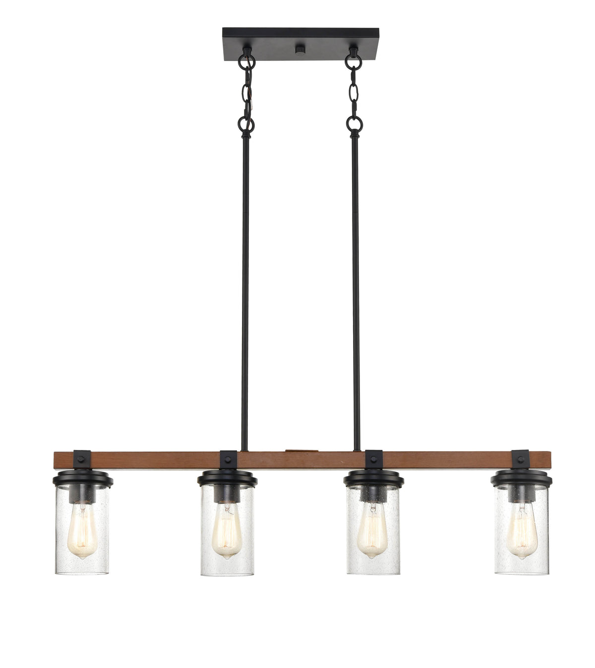 8.5'' Taos Matte Black/Wood Grain 4 Light Linear Chandelier