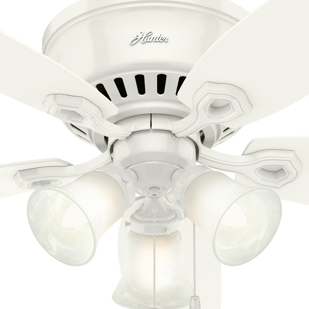 52 inch Builder Snow White Low Profile Ceiling Fan with LED Light Kit and Pull Chain