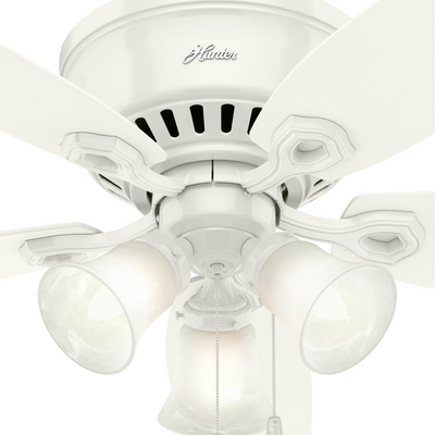 52 inch Builder Snow White Low Profile Ceiling Fan with LED Light Kit and Pull Chain
