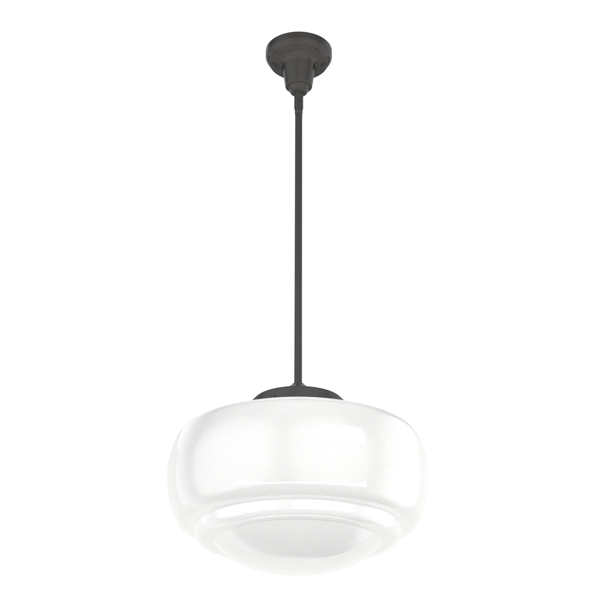 Saddle Creek 16-inch 1-light Noble Bronze Schoolhouse Pendant with Cased White Glass