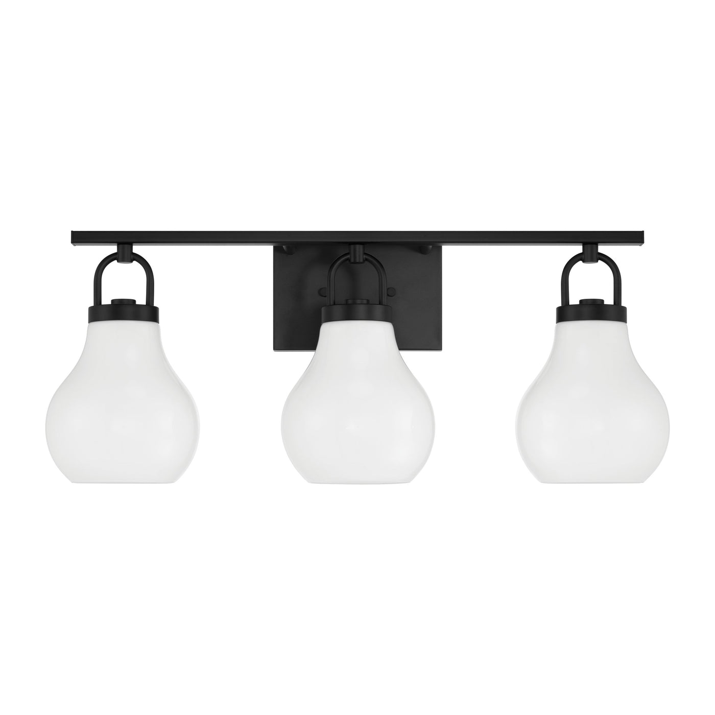 Mansfield 24-inch 3-light Matte Black Vanity Light with Opal Glass Shades