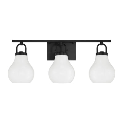 Mansfield 24-inch 3-light Matte Black Vanity Light with Opal Glass Shades