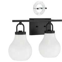 Mansfield 24-inch 3-light Matte Black Vanity Light with Opal Glass Shades