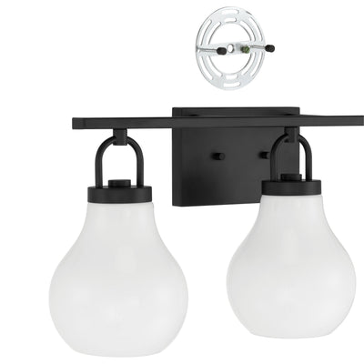 Mansfield 24-inch 3-light Matte Black Vanity Light with Opal Glass Shades