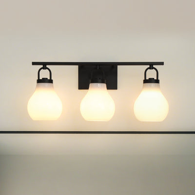 Mansfield 24-inch 3-light Matte Black Vanity Light with Opal Glass Shades