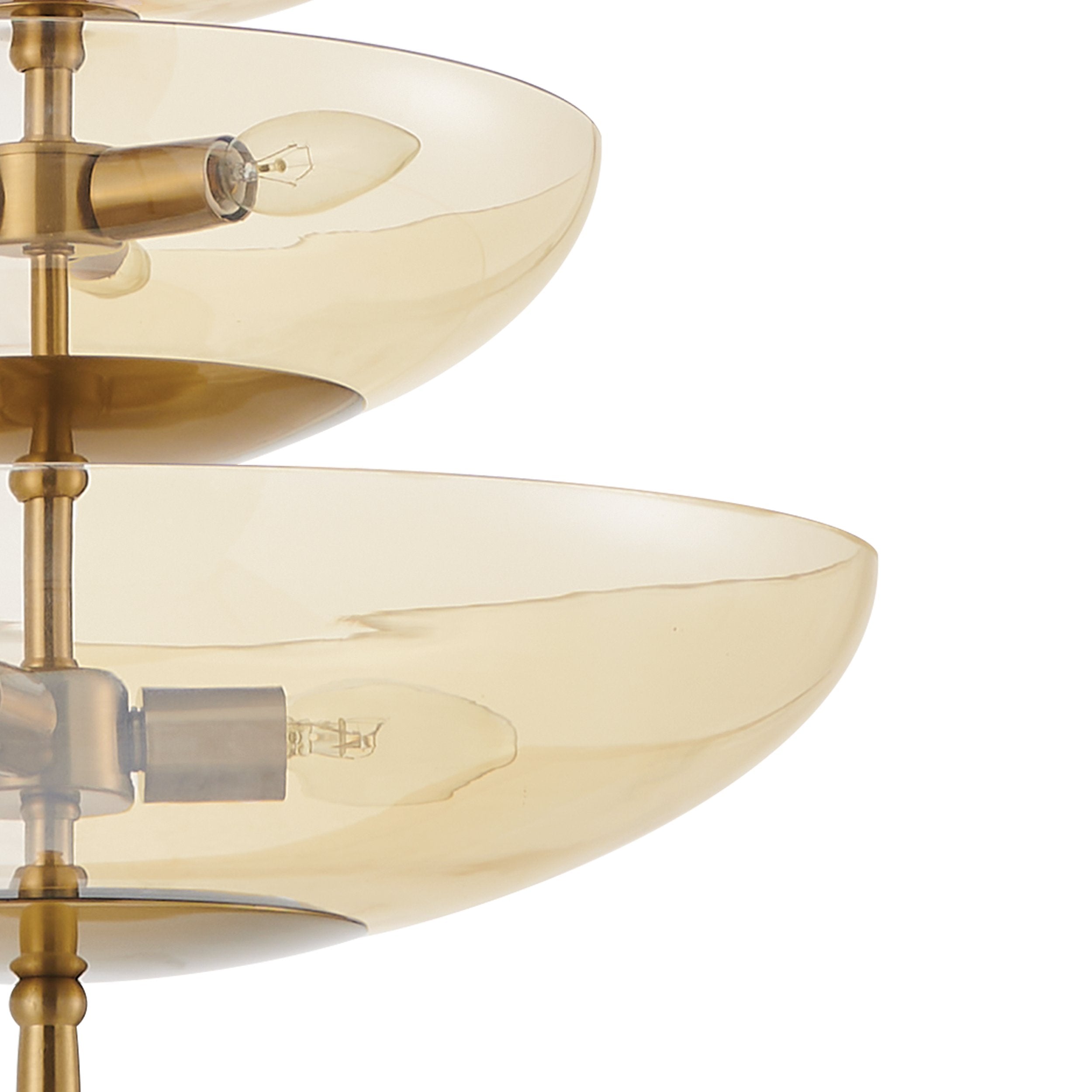 Fiorello 21-inch 6-light Brushed Gold Pendant Light with Smoked Amber Glass Shades